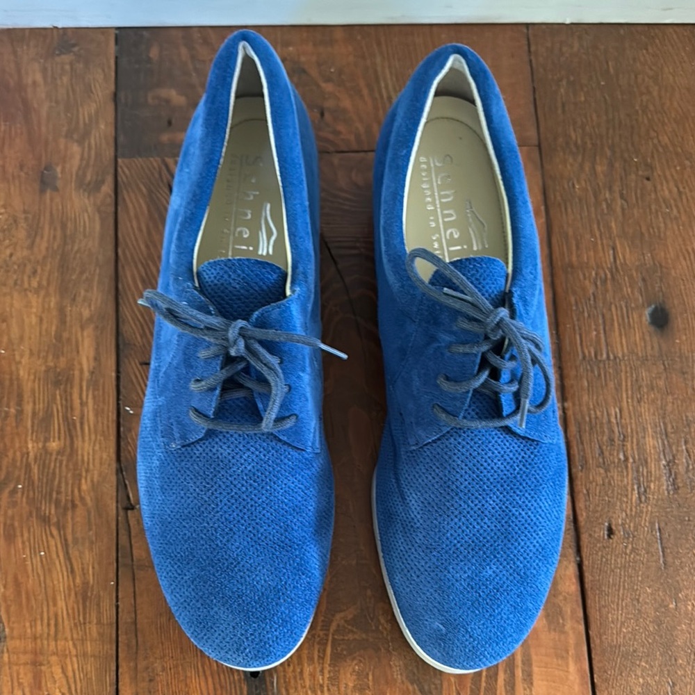 Schneider Women’s Blue suede lace-up loafer - Size 8.5 (UK size 6 / EU 39.5/40)